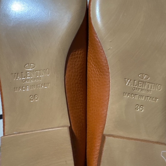 Valentino Orange Leather Flats with Gold Accent - Picture 2 of 7